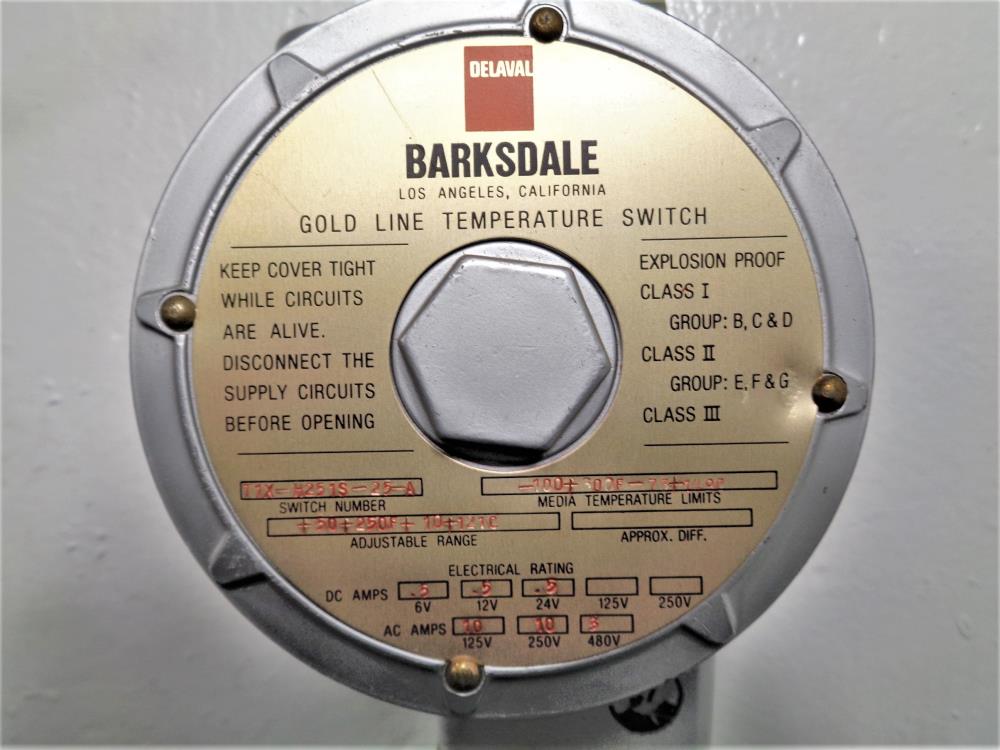 Barksdale Explosion Proof Gold Line Temperature Switch T1X-251S-25-A